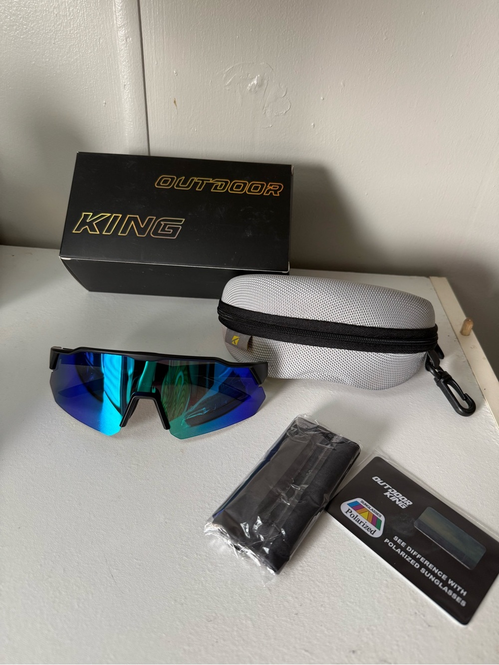 OUTDOOR KING Women's Blue Mirrored Sport Sunglasses